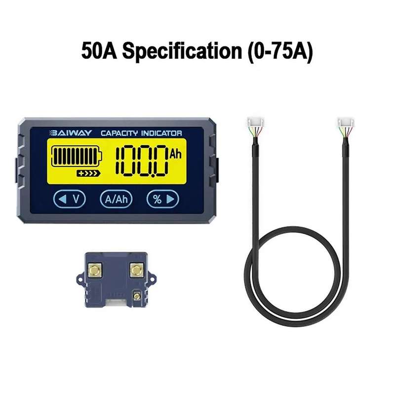Battery Tester 8V-120V 50A Coulomb Meter Capacity Indicator Lithium Ion Detector Coulomb Meter Voltm
