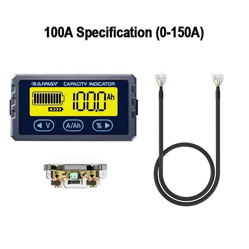 Battery Tester 8V-120V 100A Coulomb Meter Capacity Indicator Lithium Ion Detector Coulomb Meter Volt