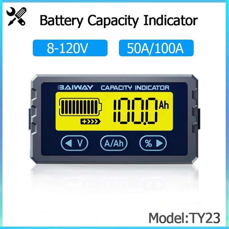 Battery Tester 8V-120V 100A Coulomb Meter Capacity Indicator Lithium Ion Detector Coulomb Meter Volt