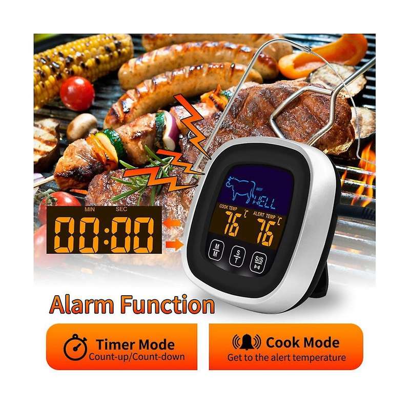 BBQ Cooking Food Thermometer Digital BBQ Oven Meat Cooking Grill Thermometer with Timer Temperature