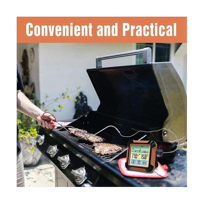 BBQ Cooking Food Thermometer Waterproof BBQ Oven Meat Cooking Grill Thermometer with Timer Temperatu