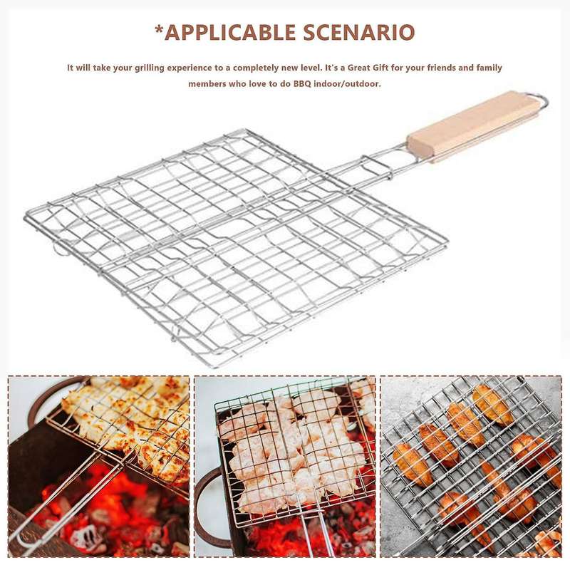 Bbq Net Basket Grilling Baskets for Fish Folding Vegetable Barbecue Wire Grid Rack Bbq Accessories