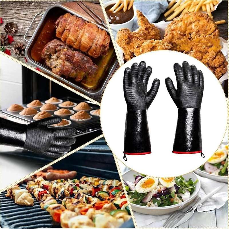 Bbq Gloves - 1472f Thicken Heat Resistant Gloves W/s-hook 14 In Kitchen Oven Mitts Waterproof Grill