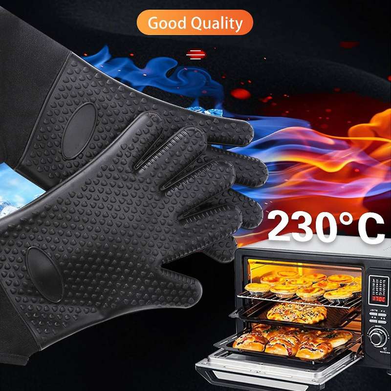 Bbq Gloves, Heat-resistant Waterproof and Non-slip Extended Silicone Gloves for Barbecue, Kitchen C
