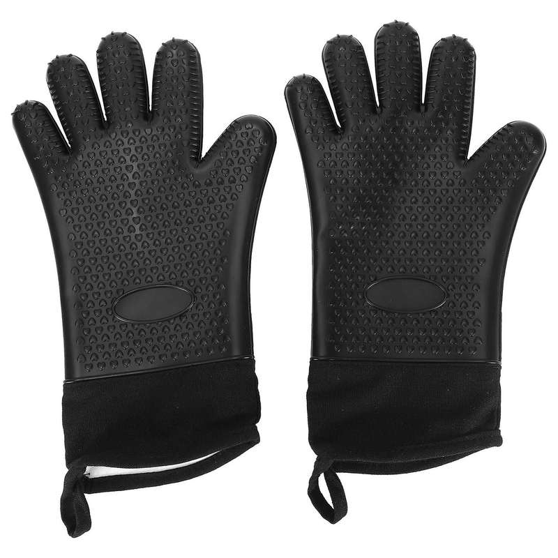 Bbq Gloves, Heat-resistant Waterproof and Non-slip Extended Silicone Gloves for Barbecue, Kitchen C