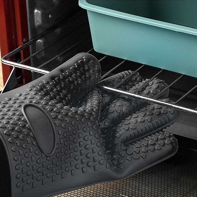 Bbq Gloves, Heat-resistant Waterproof and Non-slip Extended Silicone Gloves for Barbecue, Kitchen C