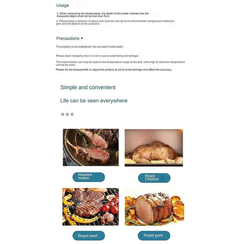 BBQ Meat Thermometer Food Grade Safe Waterproof Cooking Food Thermometer for Home Cooking Turkey Por