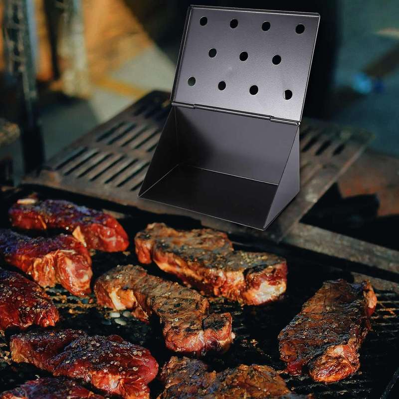 Bbq Smoker Box Wood for Outdoor Charcoal Gas Barbecue Grill Meat Infused Smoke/wine Flavor Grill Ac