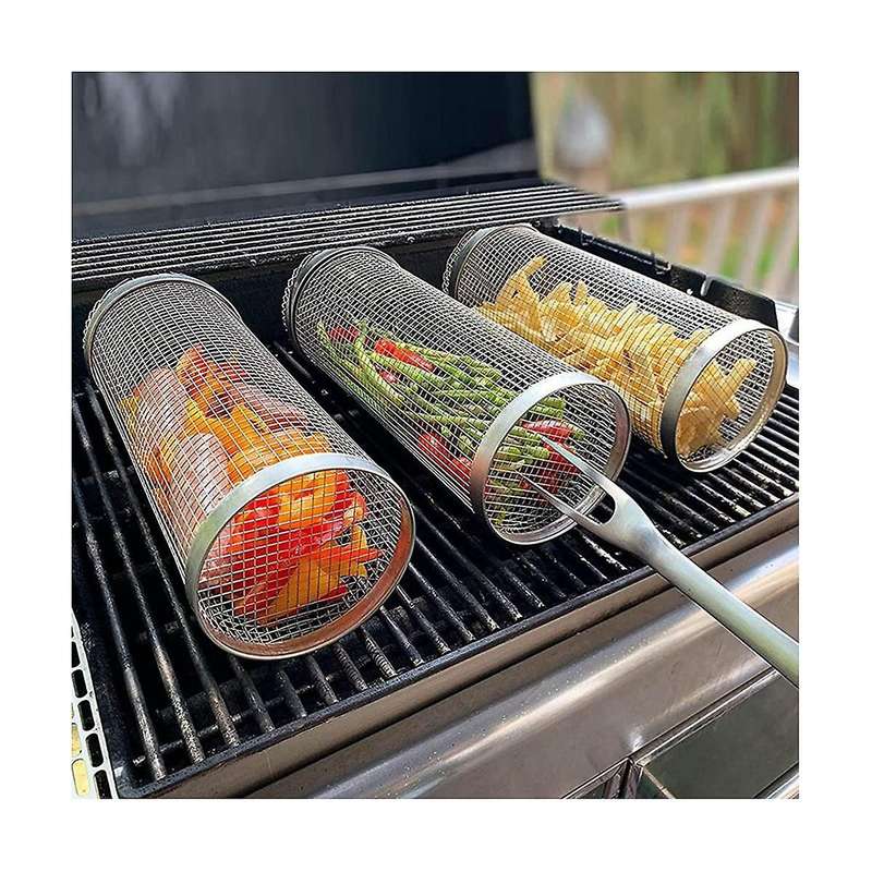 Bbq Smoked Net Barbecue Cylinder Stainless Steel Barbecue Grate Campfire Barbecue Bucket Camping Pi