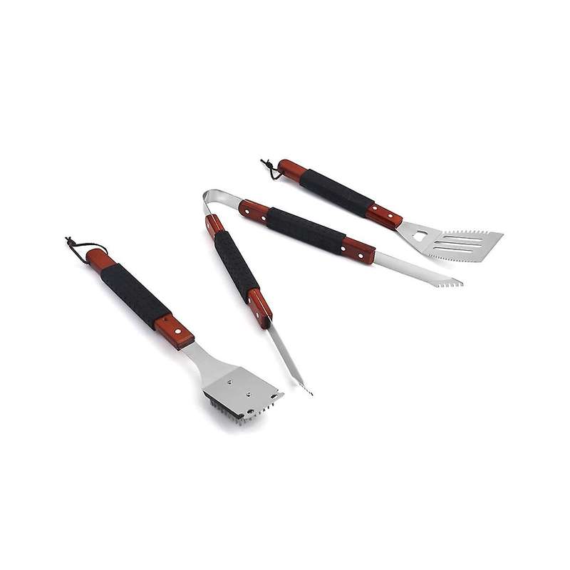 Bbq Spatula Cleaning Brush Bbq Clip Set, Rubber and Plastic Sleeve, Wooden Handle Grill Set