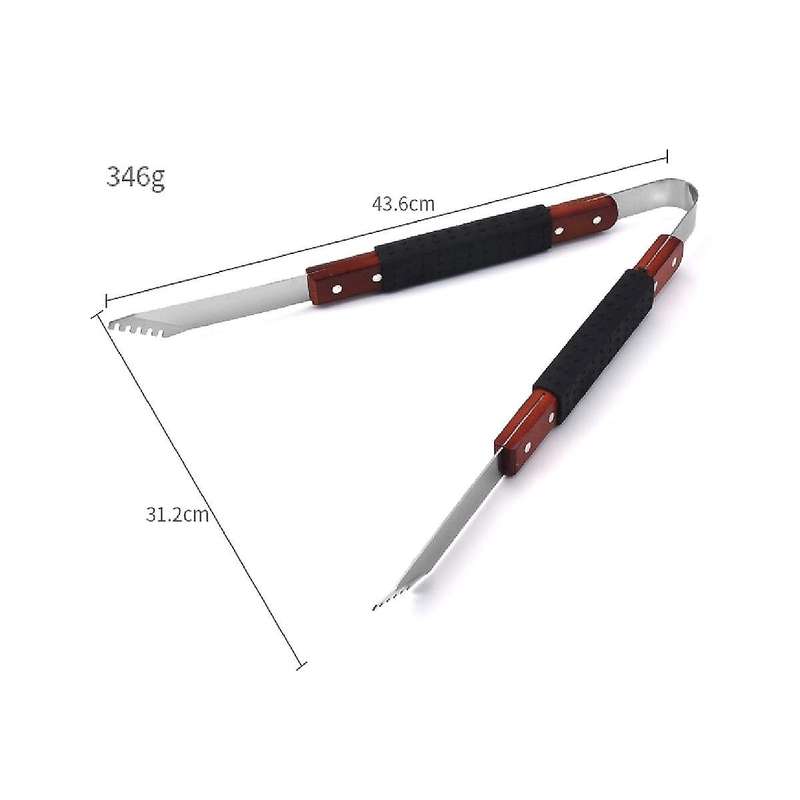 Bbq Spatula Cleaning Brush Bbq Clip Set, Rubber and Plastic Sleeve, Wooden Handle Grill Set
