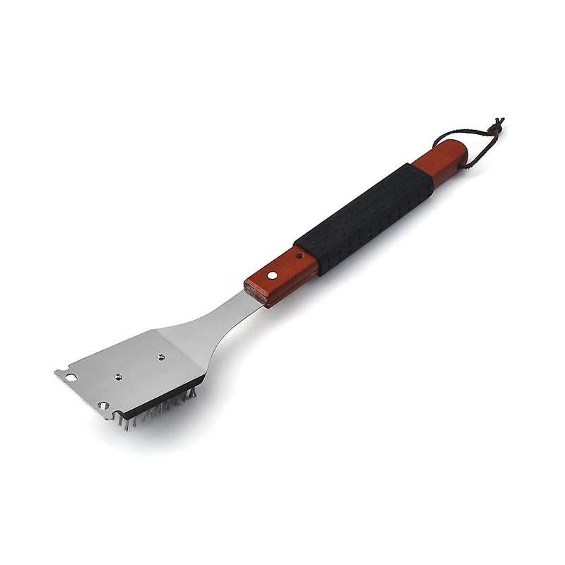 Bbq Spatula Cleaning Brush Bbq Clip Set, Rubber and Plastic Sleeve, Wooden Handle Grill Set
