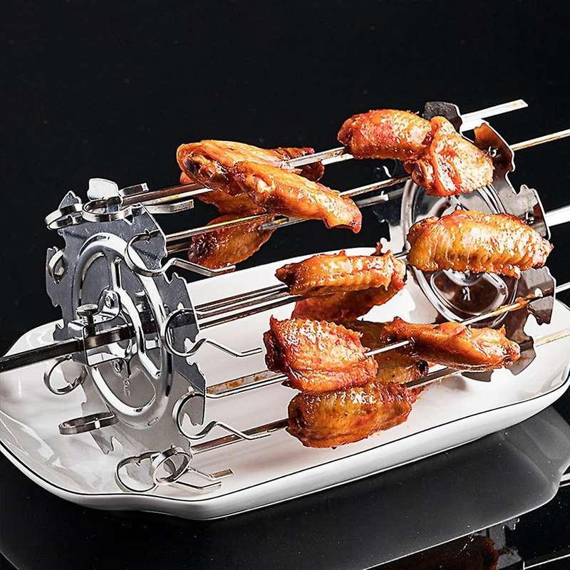 Bbq Steel Metal Roaster Rotisserie Skewers Needle Cage Kebab Maker Grill Tools
