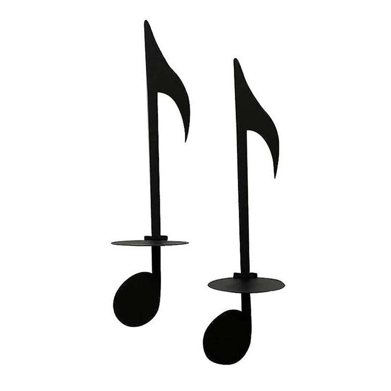 B-Candle Holder Wall-Mounted, Handmade Metal Musical Note Key Shape,Tea Light Display Stand Home Dec