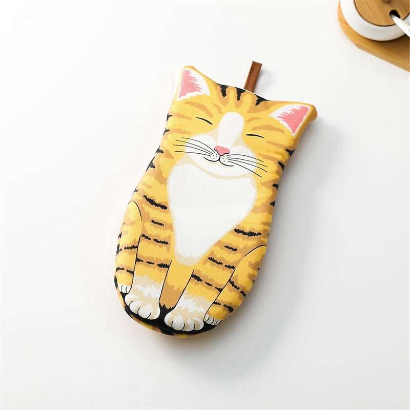 B-Cotton Cute Cat Oven Gloves Cat Claw Baking Heat Insulation Microwave Anti-Scald Gloves