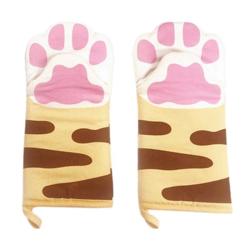 B-Cotton Cute Cat Oven Gloves Cat Claw Baking Heat Insulation Microwave Anti-Scald Gloves