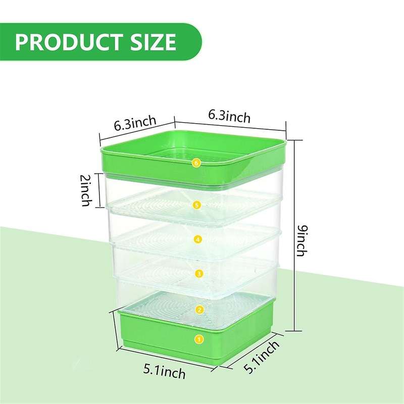Bean Seed Germination Kit, Micro-Green Plant Growing Tray, Drain Tray, Four-Tier Stackable Sprout Gr