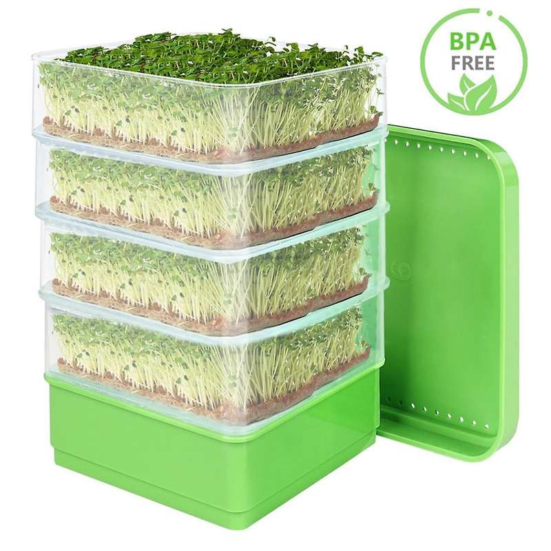 Bean Seed Germination Kit, Micro-Green Plant Growing Tray, Drain Tray, Four-Tier Stackable Sprout Gr