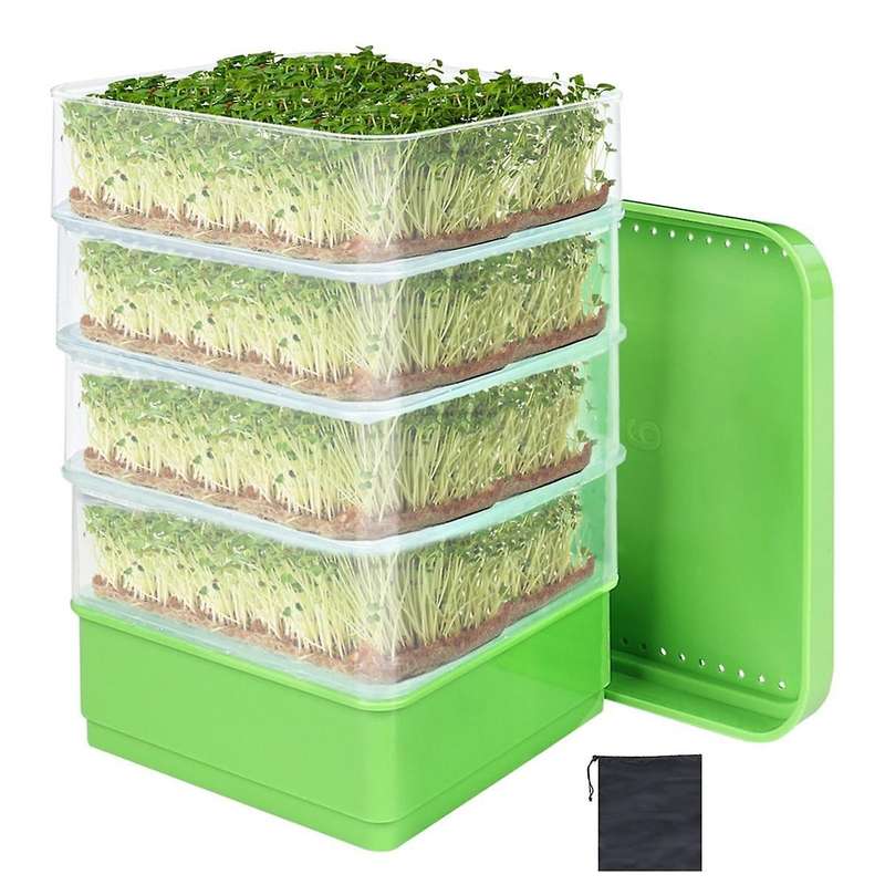 Bean Seed Germination Kit, Micro-Green Plant Growing Tray, Drain Tray, Four-Tier Stackable Sprout Gr