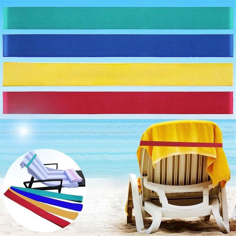 Beach Towel Bands (4 Pack),Beach Chair, Pool Chairs & Cruise Ship Essentials,the Better Towel Chair