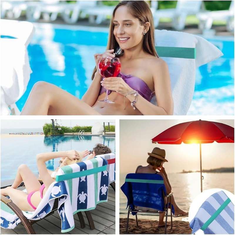 Beach Towel Bands (4 Pack),Beach Chair, Pool Chairs & Cruise Ship Essentials,the Better Towel Chair