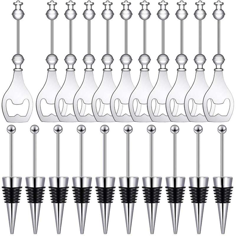 Beadable Wine Stoppers Beadable Beer Opener Set 10 Decorative Beaded Wine Bottle Stopper 10 Alloy Re