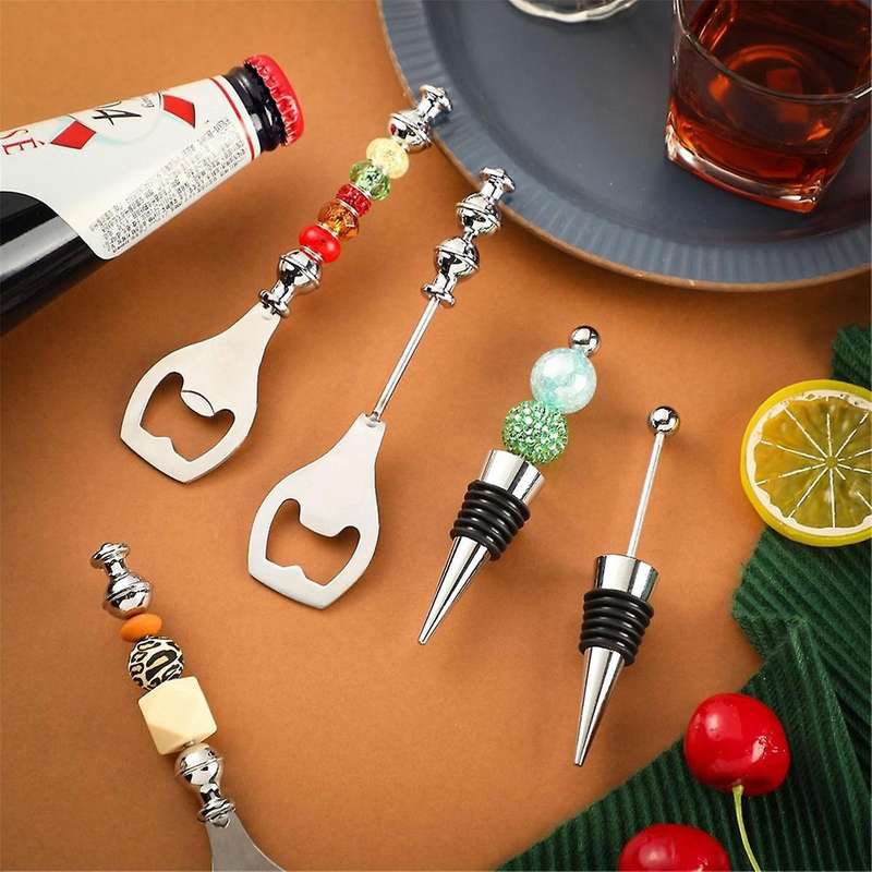 Beadable Wine Stoppers Beadable Beer Opener Set 10 Decorative Beaded Wine Bottle Stopper 10 Alloy Re