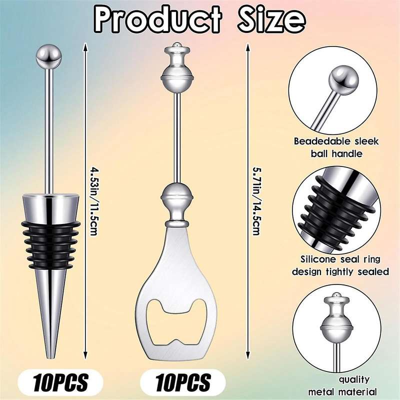 Beadable Wine Stoppers Beadable Beer Opener Set 10 Decorative Beaded Wine Bottle Stopper 10 Alloy Re