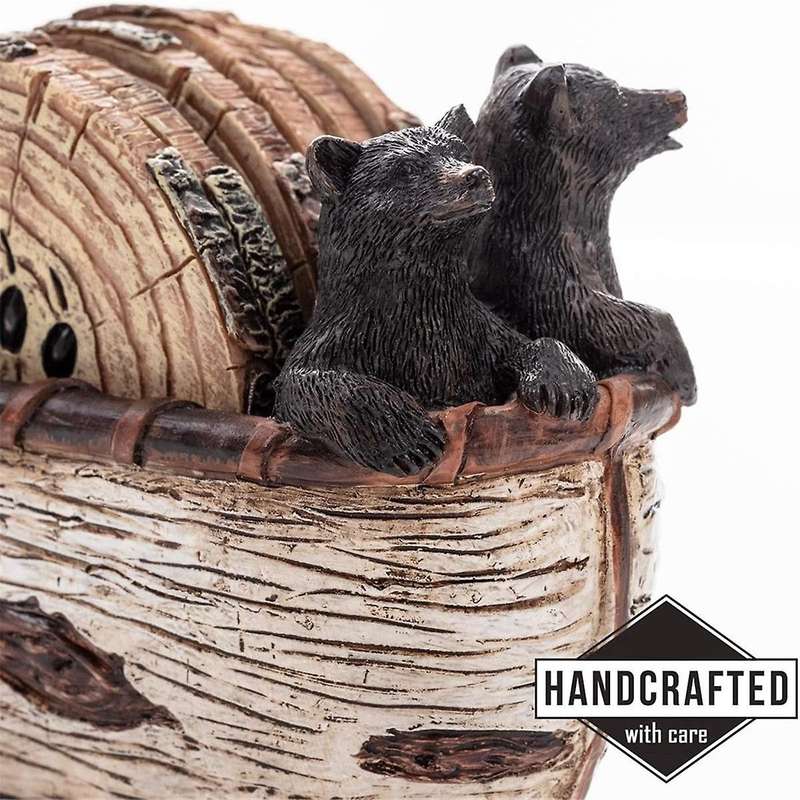 Bear Coaster Set Black Bear Canoe Coaster Resin Crafts Cute Bear Statue Home Ornaments
