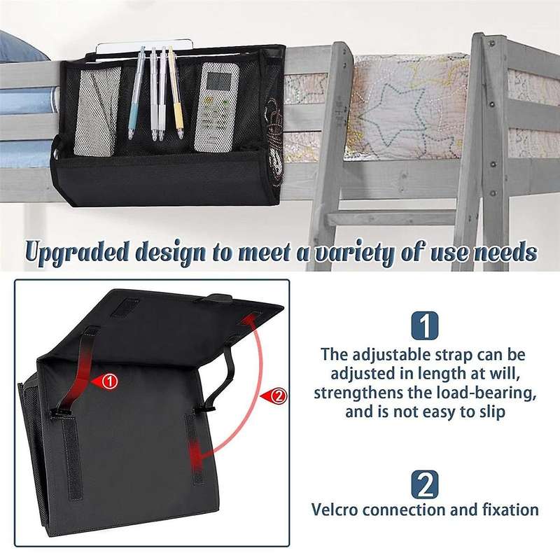 Bedside Storage Organizer with Power Strip Holder and Adjustable Straps Bed Hanging Bag for Home Bu