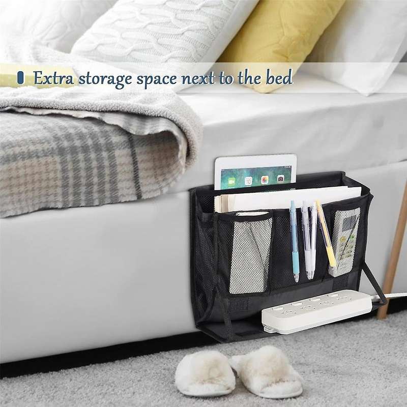 Bedside Storage Organizer with Power Strip Holder and Adjustable Straps Bed Hanging Bag for Home Bu