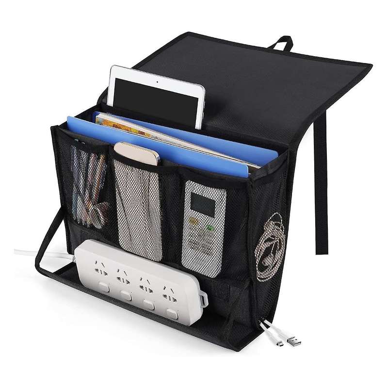 Bedside Storage Organizer with Power Strip Holder and Adjustable Straps Bed Hanging Bag for Home Bu