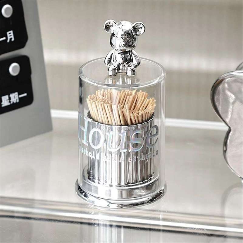 Bear Toothpick Box Cotton Swab Storage Box Toothpick Holder Container Toothpick Dispenser Kitchen St