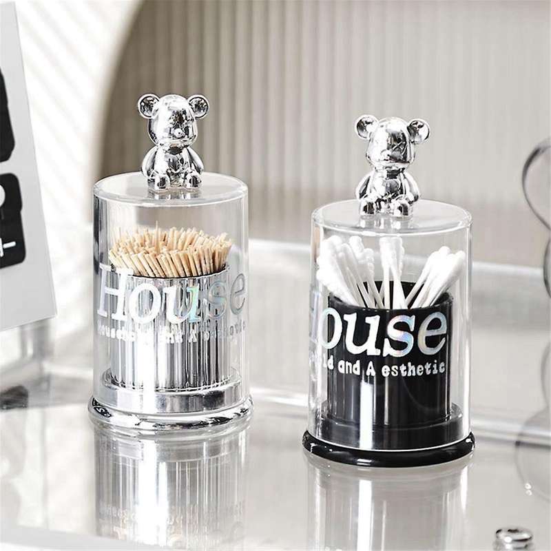 Bear Toothpick Box Cotton Swab Storage Box Toothpick Holder Container Toothpick Dispenser Kitchen St