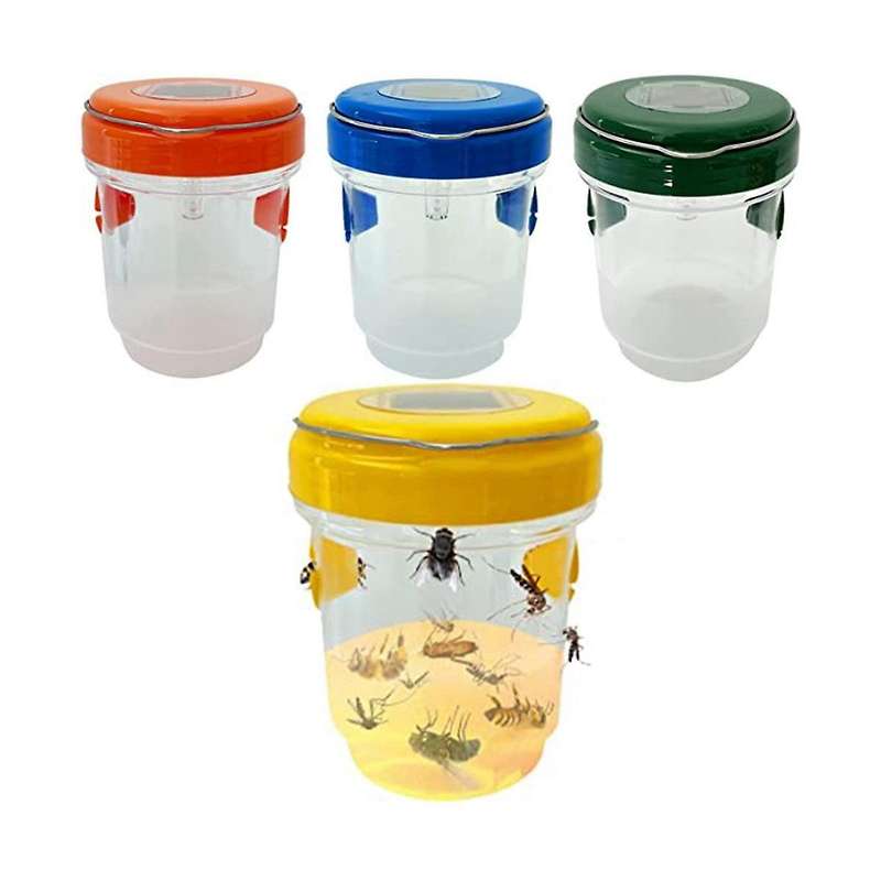 Bee Trap Catcher, Wasp Traps for Wasps, Bee Traps, Reusable Solar Powered Hanging for Outdoor 4 Pac
