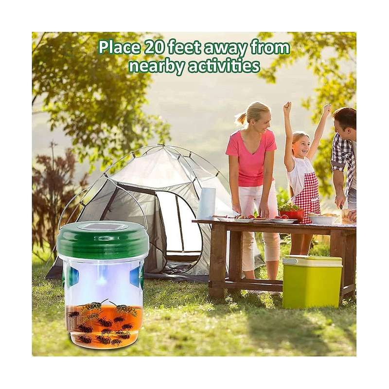 Bee Trap for Outdoors Solar Powered with Led Light,hanging Design Bee Trap Reusable, Insect Traps F