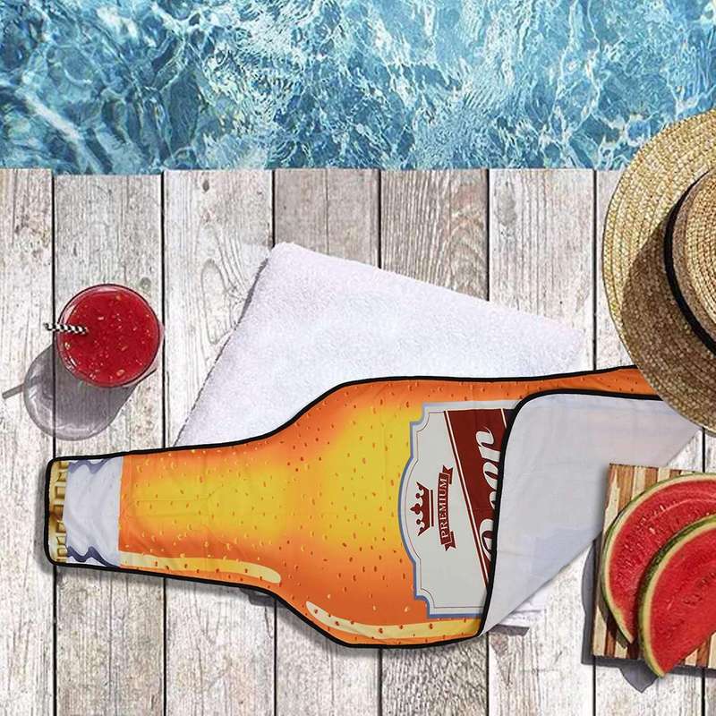 Beer Bottle Series Microfiber Beach Towel with Drawstring Backpack Bag Sport Yoga Blanket Swimming B
