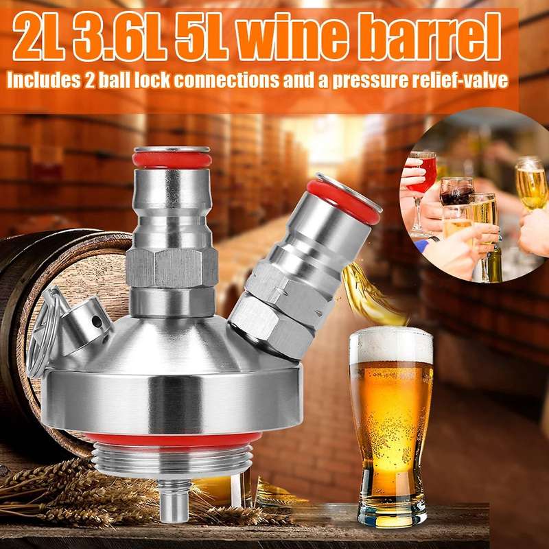 Beer Stainless Steel Ball Lock Wine Tap Dispenser for 3.6L/5L/10L Homebrew Beer Tool