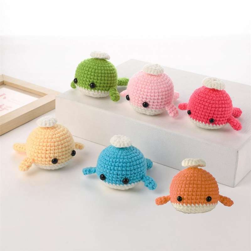 Beginners Crochet Kit, 6 Colors Animals Whale Crochet Set for Adult Kids with Tutorials Enough Yarns