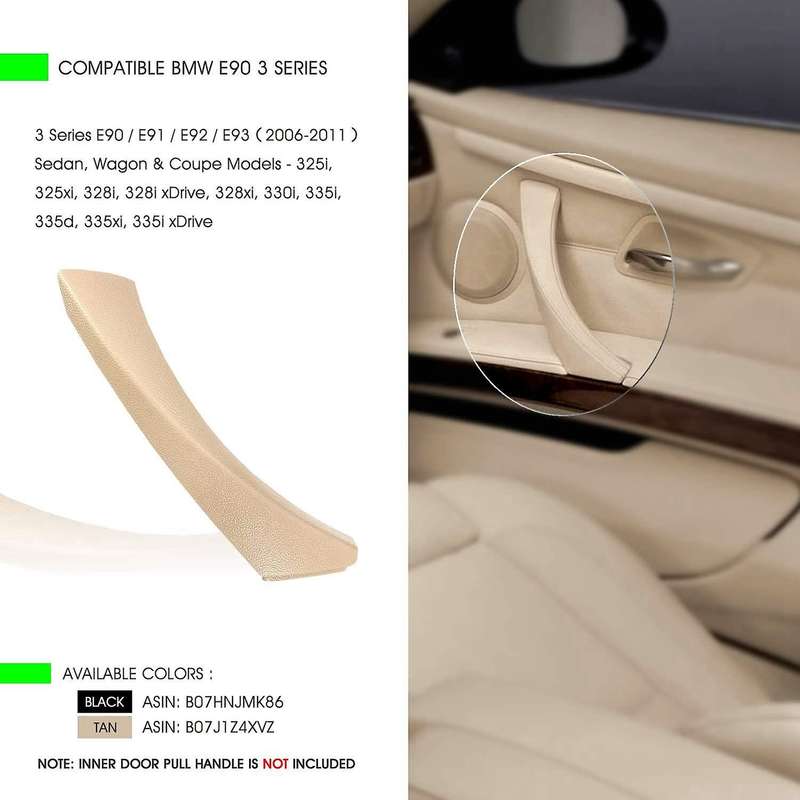 Beige for - E90 E91 3-Series Sedan 2006-2012 Right Inner Door Panel Handle Outer Trim Cover 51419150