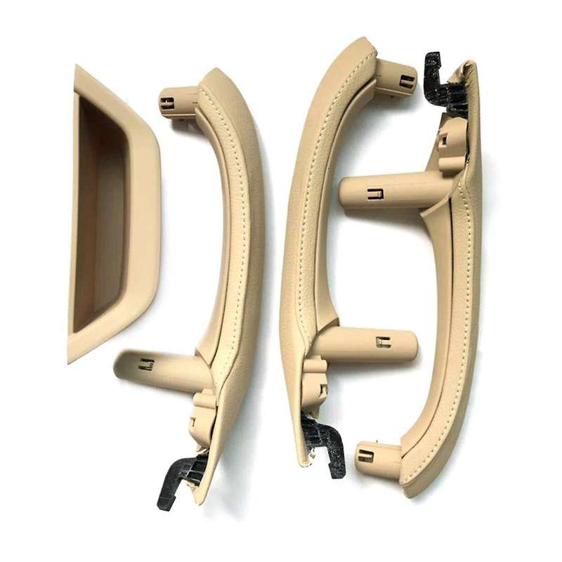 Beige Left Hand Drive Car Inner Door Handle with PU Leather Door Handle Assembly for X3 X4 F25 F26 2