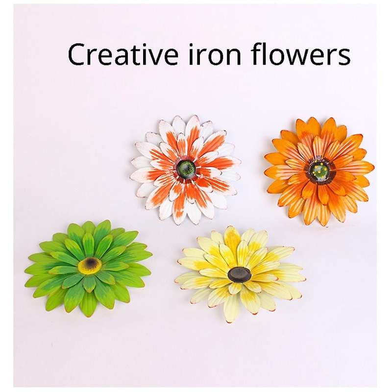Beige Yellow & Red Garden Courtyard Iron Sunflower Villa Decoration Gardening Wall Hanging