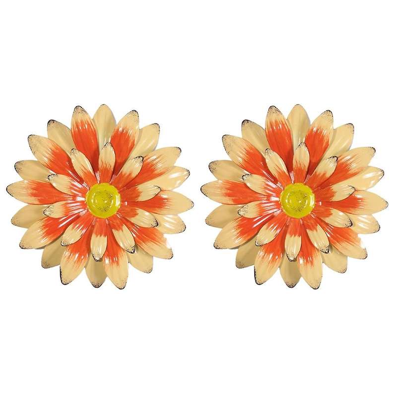 Beige Yellow & Red Garden Courtyard Iron Sunflower Villa Decoration Gardening Wall Hanging