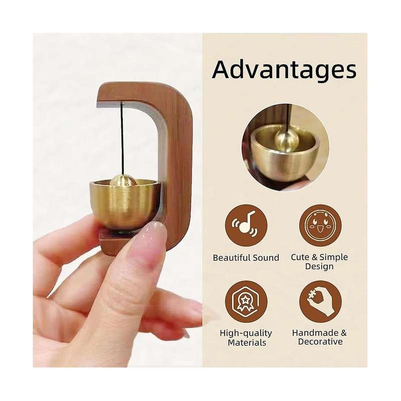 Bell for Door Opening - Door Bell Chime for Entry, Tape Doorbell, Compact Wood Style Bass Cute Remin