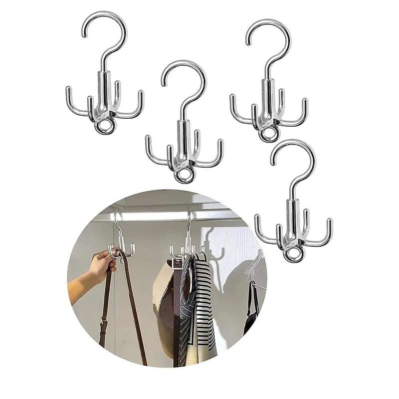 Belt Hanger Tie Rack, 4 Pack Closet Organizer, Storage Hook for Belt, Scarf, Hat,Handbag, Shoes,Bra