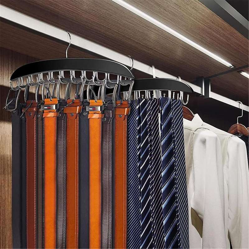 Belt Hanger Belt Organizer Closet Accessories with 14 Hooks Belt Rack Sturdy Wood for Closet Organiz