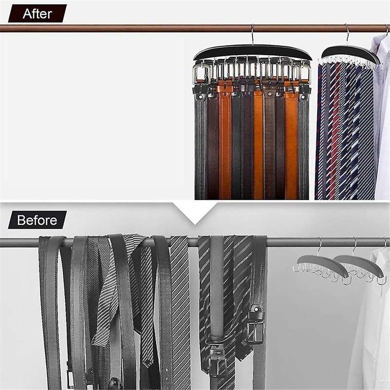 Belt Hanger Belt Organizer Closet Accessories with 14 Hooks Belt Rack Sturdy Wood for Closet Organiz