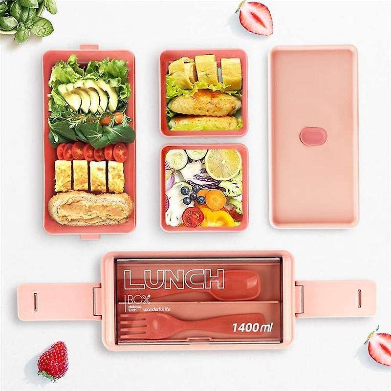 Bento Box Kit, 47.35oz Bento Box Adult Lunch Box, 3 Compartments Bento Lunch Box , Meal Prep Contai
