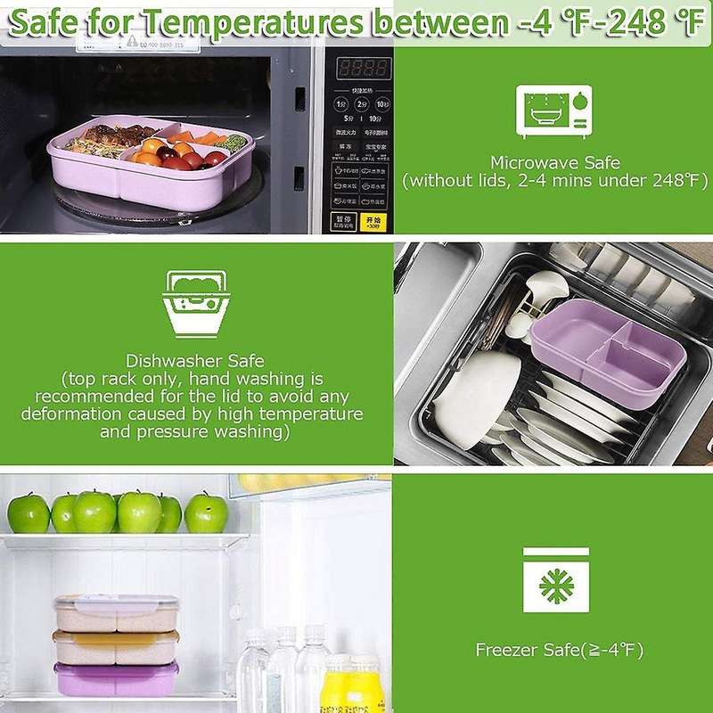 Bento Boxes Adults Lunch Containers for 3 Compartment Bento Lunch Box Leak Proof (Flatware Included,