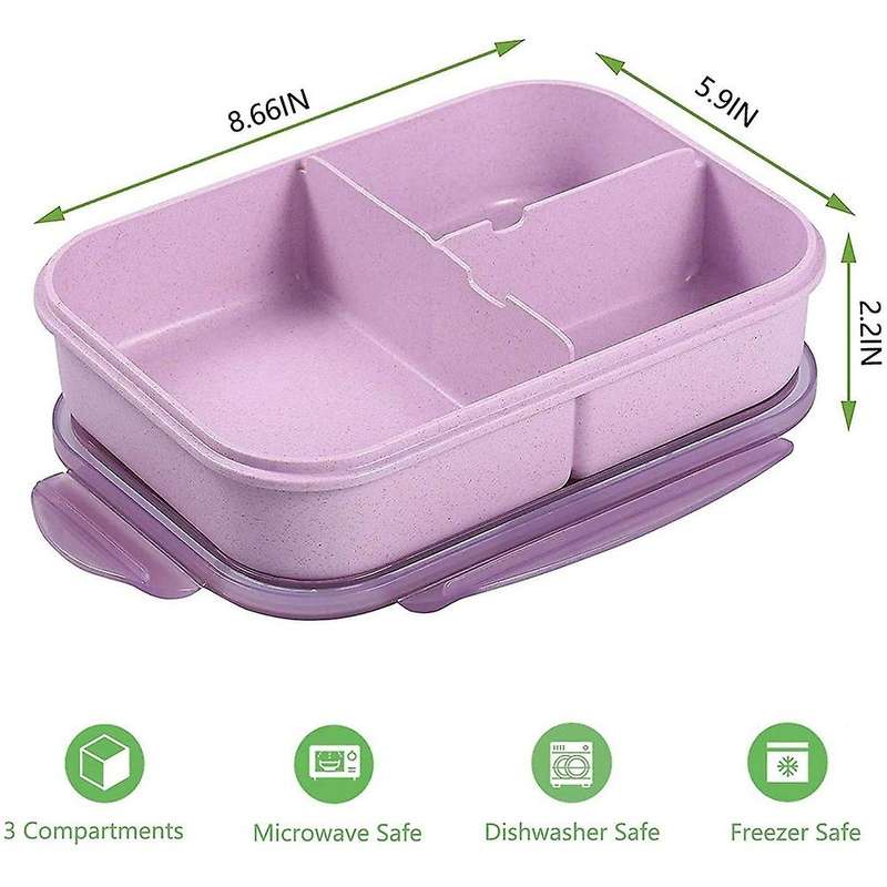 Bento Boxes Adults Lunch Containers for 3 Compartment Bento Lunch Box Leak Proof (Flatware Included,